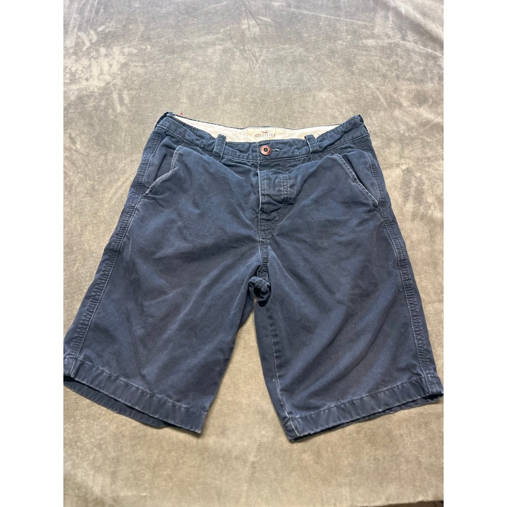 Hollister California Men's Navy Blue Flat Front Casual Chino Shorts Size 29